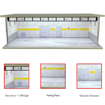 1/64 Scale Garage Diorama Display Case with USB LED Lights