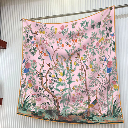 Luxury Silk Square Scarf Women Floral Paisley Print 90cm