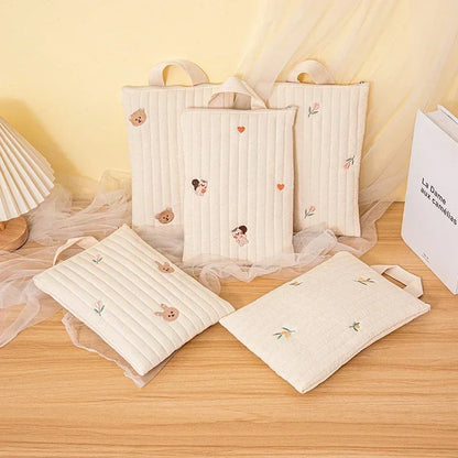 Embroidery Diaper Caddy Pouch – Quilted Cotton Nappy Purse