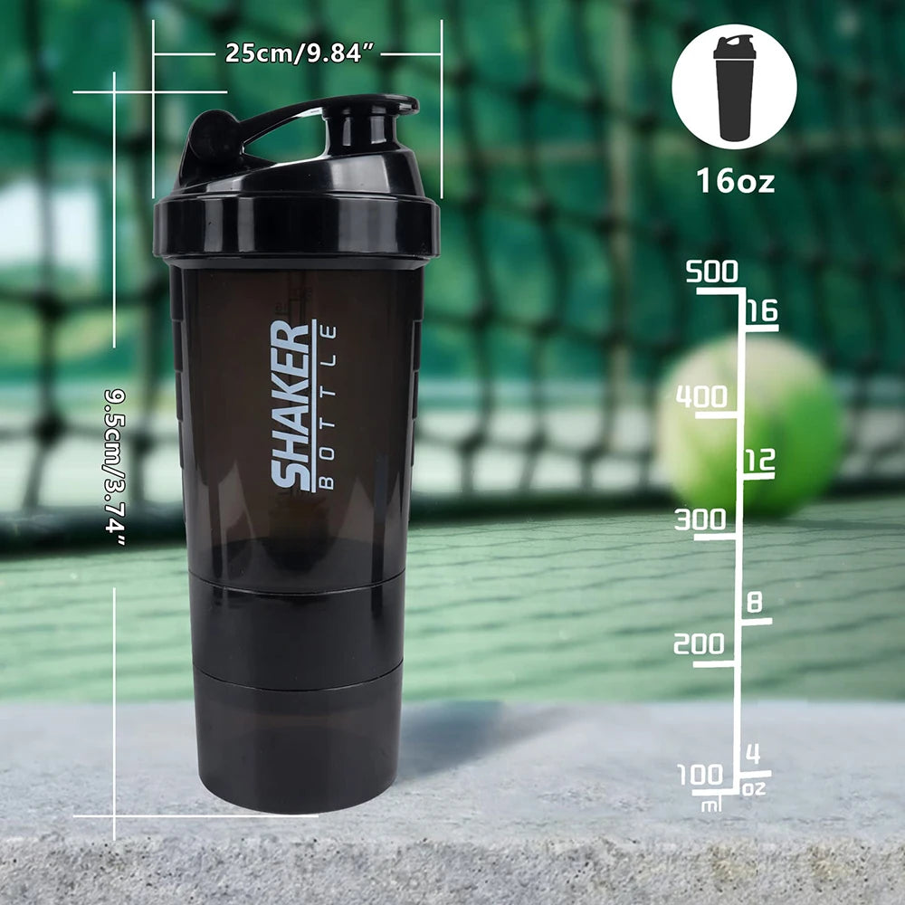 3 Layer Protein Shaker Bottle with Powder Storage