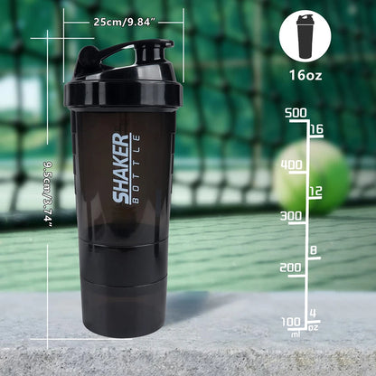 3 Layer Protein Shaker Bottle with Powder Storage