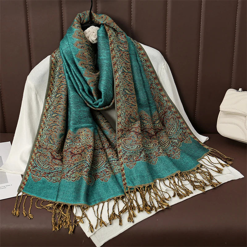Paisley Print Cashmere Pashmina Shawl for Women – Warm Winter Wrap