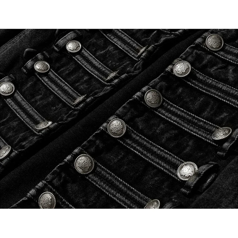 Women's Double-Breasted Denim Jacket – Military Style