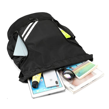 Sports Gym Drawstring Backpack with Shoe Compartment for Men & Women