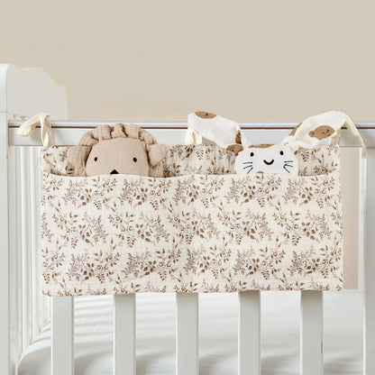 Baby Crib Organizer – Cotton Bedside Storage Bag for Nursery