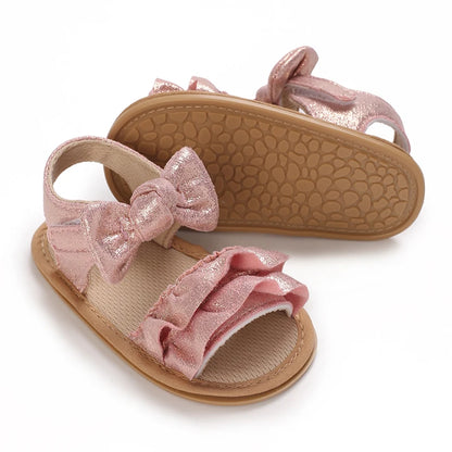 Baby Girl Sandals – Princess Ruffle Flat Shoes with Anti-Slip Rubber Sole