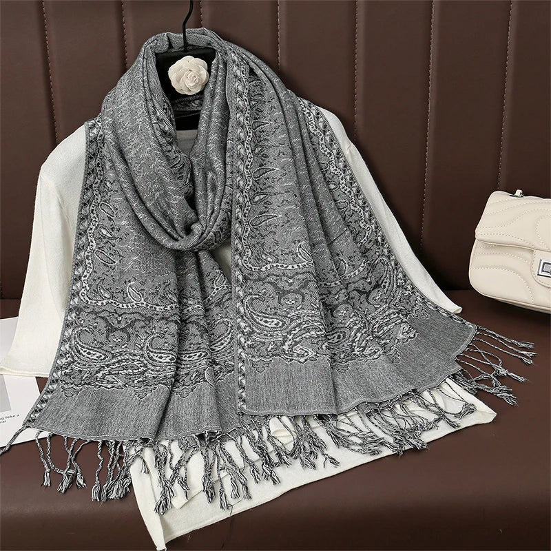 Paisley Print Cashmere Pashmina Shawl for Women – Warm Winter Wrap