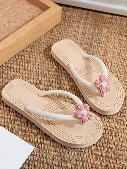 Women's Flower Thong Flip Flops Flat Open Toe Beach Sandals