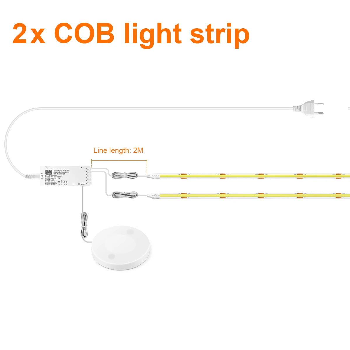 COB LED Cabinet Light Strip – Dimmable Under Cabinet Lighting Kit