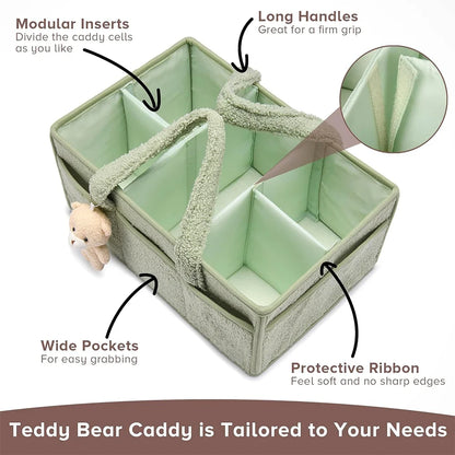 Baby Diaper Caddy Organizer – Plush Nursery Storage Basket with Compartments