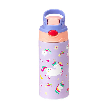 Kids Insulated Water Bottle with Straw – 12oz Cute Cartoon Design