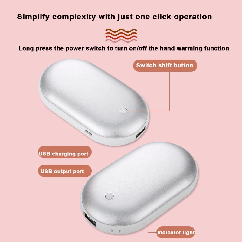 Electric Hand Warmer – Ultra-Thin Double-Sided Heating, 3 Temperature Levels
