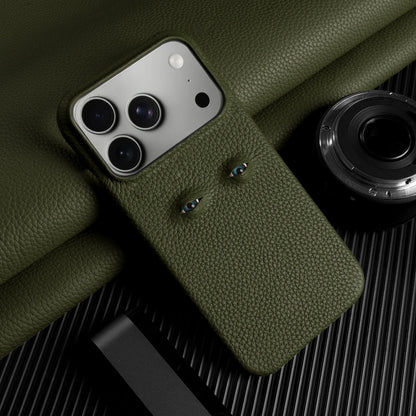 Eyes Lychee Genuine Leather iPhone Case
