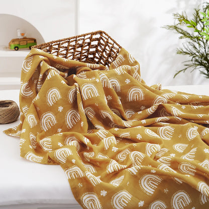Muslin Swaddle Blanket 100% Cotton 2-Layer Baby Bath Towel Wrap