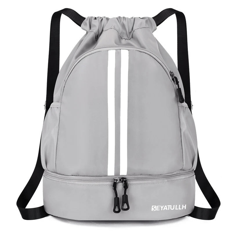 Sports Drawstring Backpack with Shoe Compartment – Waterproof Gym Bag