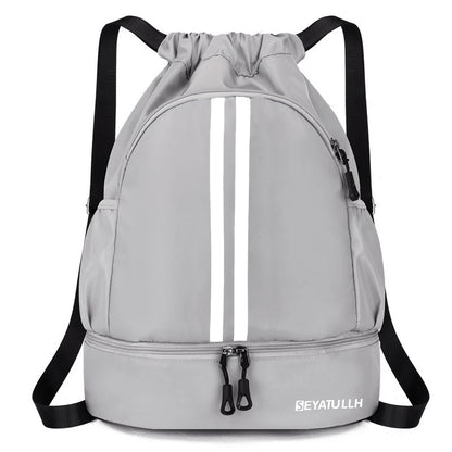 Sports Drawstring Backpack with Shoe Compartment – Waterproof Gym Bag