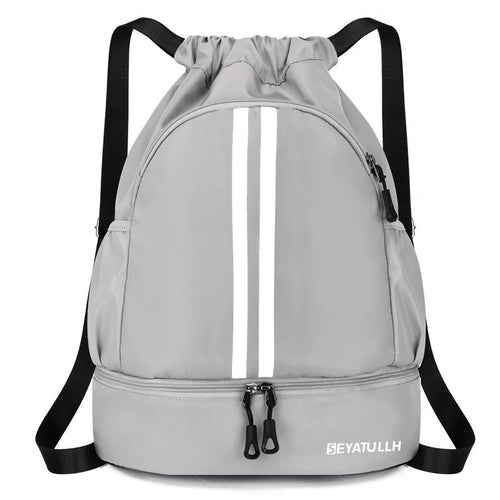 Sports Drawstring Backpack with Shoe Compartment – Waterproof Gym Bag