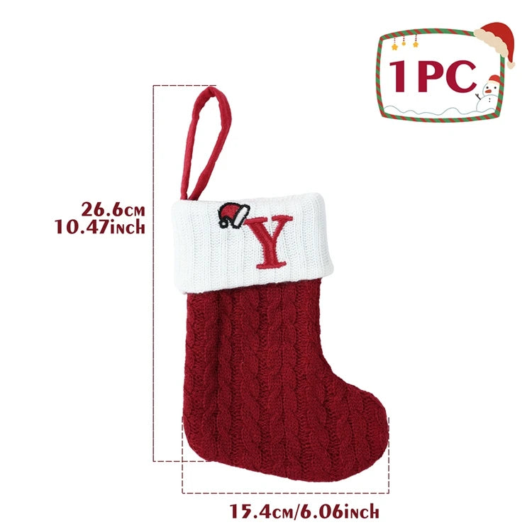 Christmas Alphabet Knit Stocking Ornament – 26 Letters