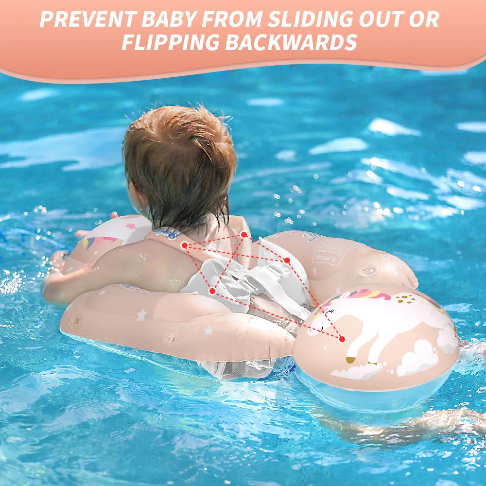 Inflatable Baby Swim Float Ring with Sun Canopy & Toy Beads