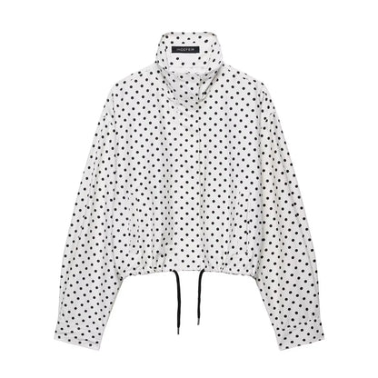 Women's Polka Dot Turtleneck Jacket & Shorts Set – Casual Autumn Outfit