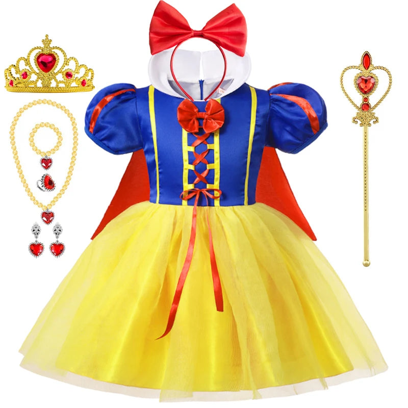 Snow White Princess Costume for Kids – Cape & Dress Set