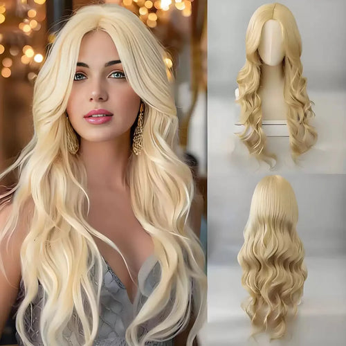 Long Blonde Wavy Synthetic Wig – Cosplay & Party Hair