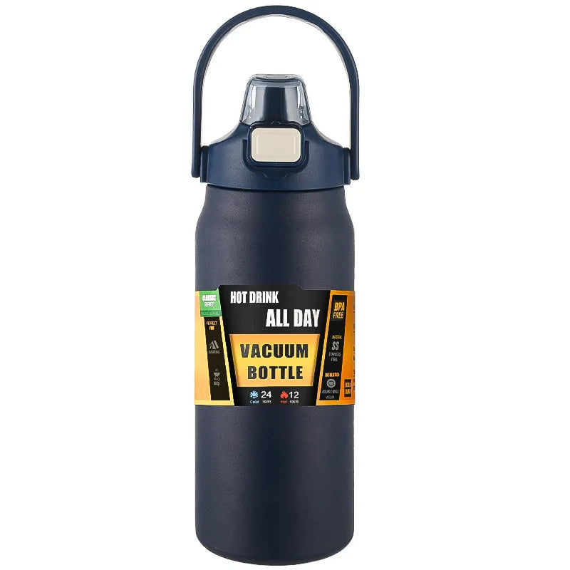 Stainless Steel Vacuum Insulated Water Bottle with Straw & Handle – 27–51oz