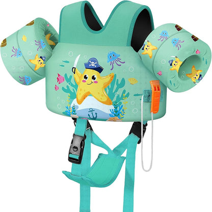 Kids Swim Vest with Arm Floaties – Toddler Pool Float 15–70 lbs
