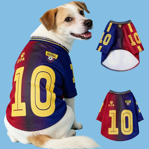 Dog Football Jersey No. 10 – Breathable Mesh Sport Shirt