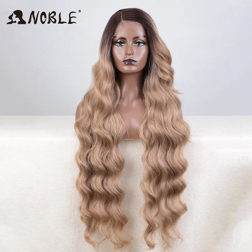 Lace Part Synthetic Wig – 36" Long Wavy Body Wave, 150% Density, Multi-Color
