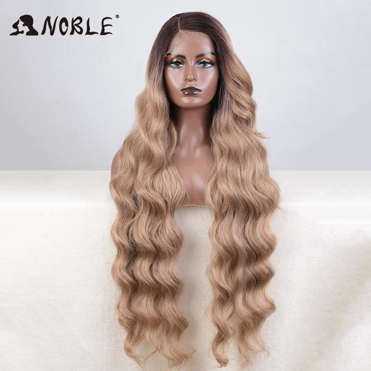 Lace Part Synthetic Wig – 36" Long Wavy Body Wave, 150% Density, Multi-Color