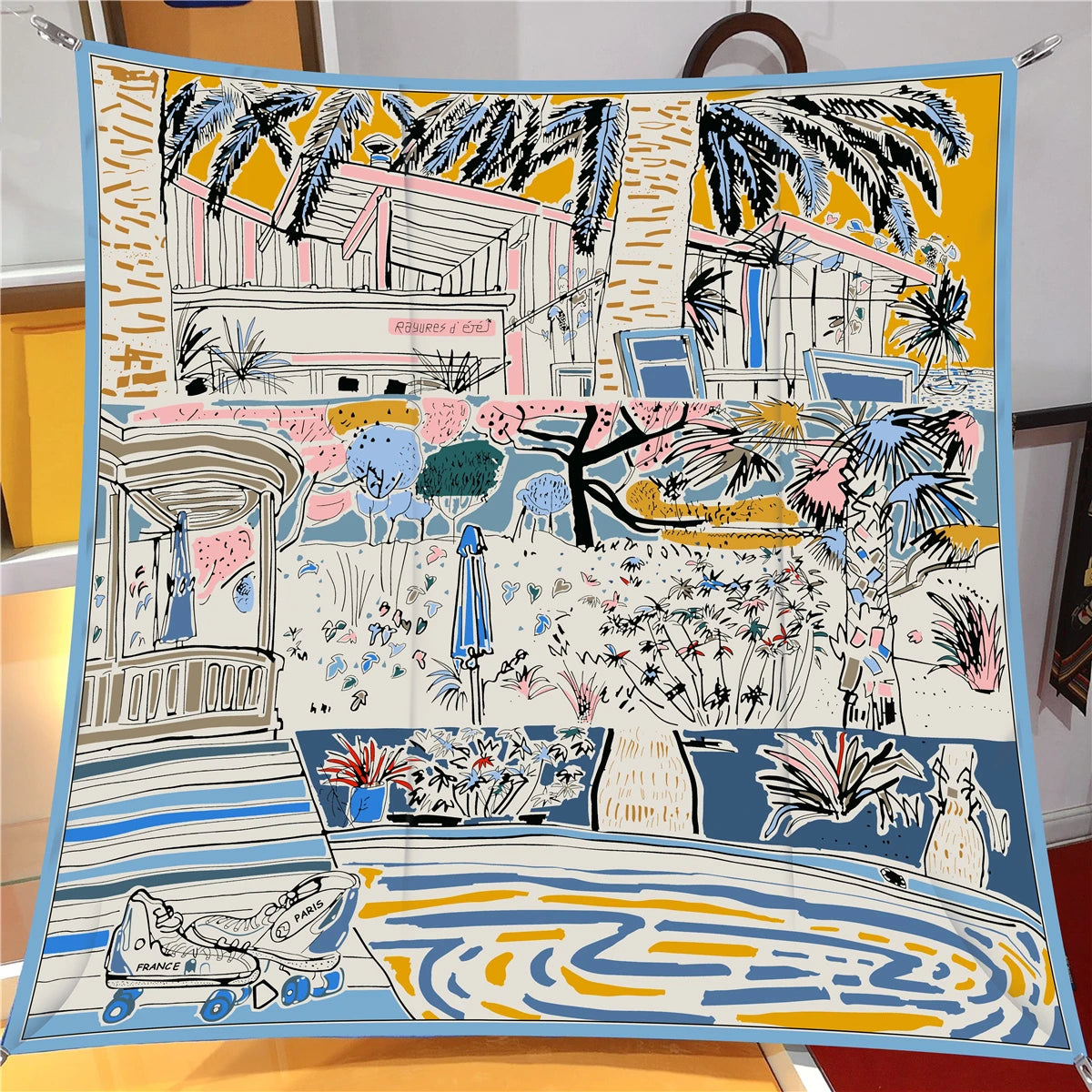 Women's Luxury Silk Square Scarf – 90cm Twill Print Bandana Shawl