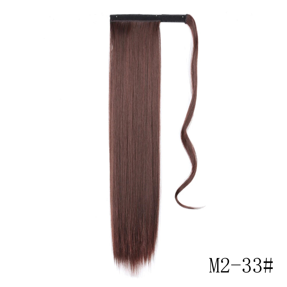 Wrap Around Ponytail Extension Synthetic Straight Hair 22-34 Inch