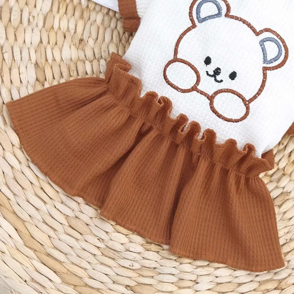 Bear Embroidered Dog Dress & Shirt – Cute Small Pet Outfit