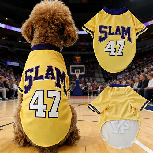 Dog Basketball Jersey SLAM 47 Breathable Mesh Pet T-Shirt