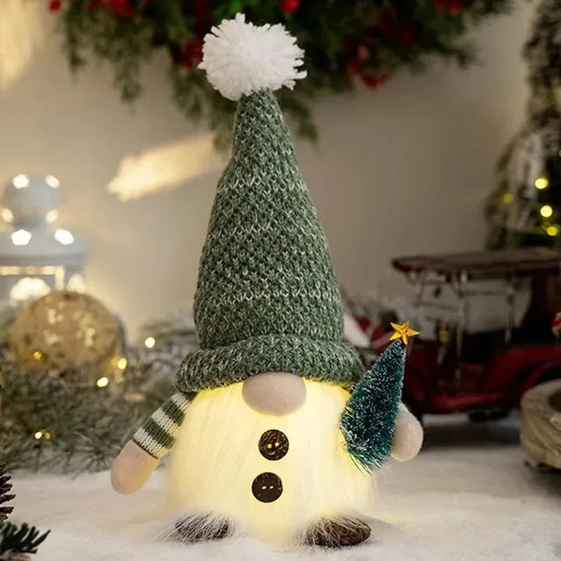 Light-Up Christmas Gnome Figurine – Glowing Sequin Faceless Doll Holiday Decoration