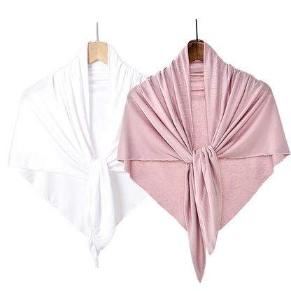 Cotton Triangle Hijab Scarf with Bow Detail – Muslim Women's Wrap