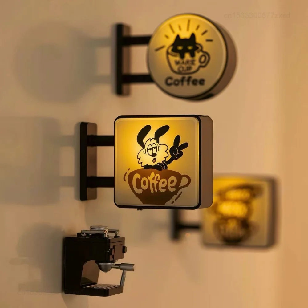 Retro Mini LED Light Sign with Cat Figurine | Home Decor