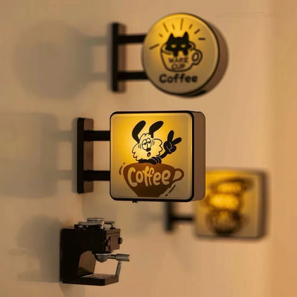 Retro Mini LED Light Sign with Cat Figurine | Home Decor