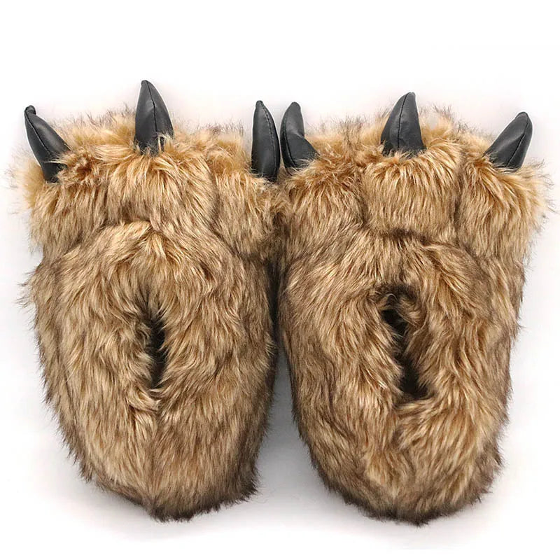 Bear Paw Slippers – Fluffy Indoor House Shoes for Men & Women