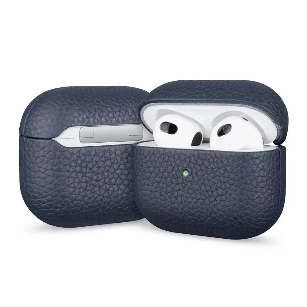 Genuine Leather AirPods Case – Litchi Texture, Italian Style