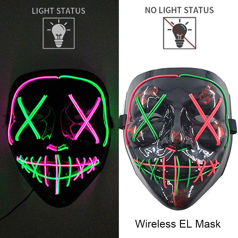 LED Purge Mask – Neon Glow Halloween Cosplay Mask