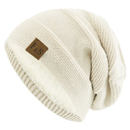 Fur Lined Slouchy Knit Beanie – Unisex Winter Hat