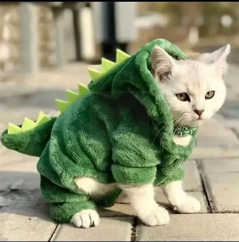 Halloween Dinosaur Fleece Hoodie Costume for Cats and Small Dogs