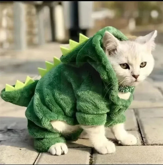 Halloween Dinosaur Fleece Hoodie Costume for Cats and Small Dogs