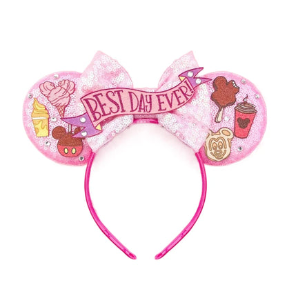 Mouse Ears Headband with Sequins & Bow – Kids & Adults