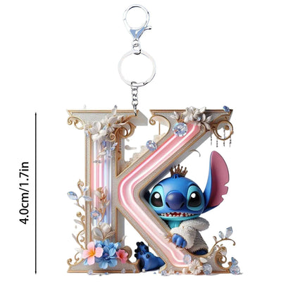 Stitch Letter Keychain – Acrylic Initial Pendant A–Z