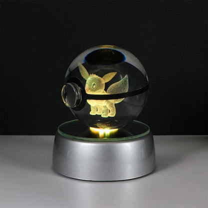 Pokémon Pikachu and Charizard 3D Crystal Poké Ball with LED Base