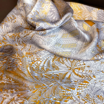 Silk-Feel Square Scarf – Women's Satin Print Neckerchief & Hair Band