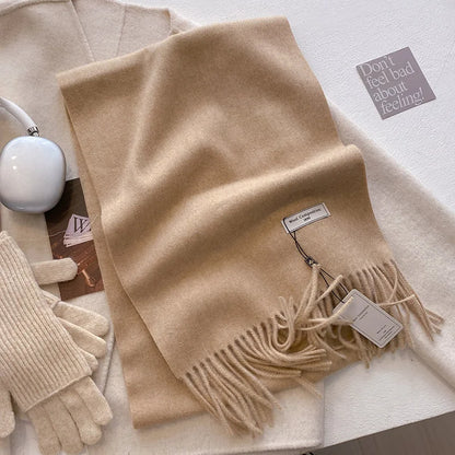 Cashmere-Feel Winter Scarf for Women – Soft Wool Pashmina Shawl with Tassels